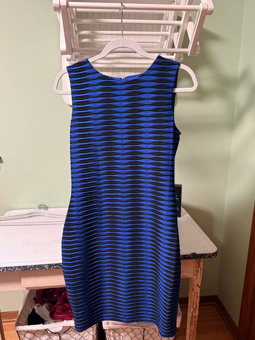 Calvin Klein Blue And Black Textured Bodycon Dress